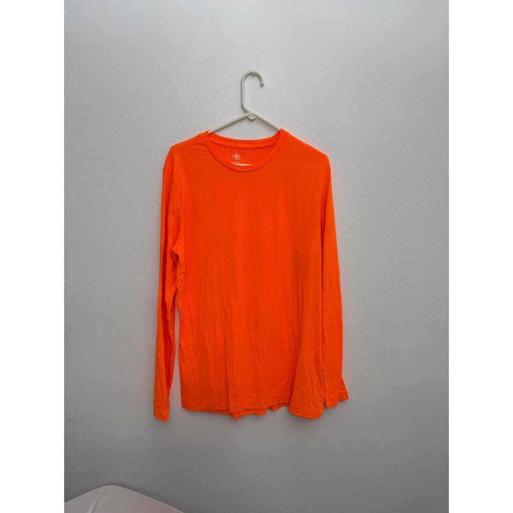 Athletic Works Mens DriWorks Long Sleeve Performance T-Shirt Orange Large L42-44
